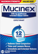 Mucinex 12Hr Max Strength Expectorant, Chest Congestion Relief, 48 Tablets