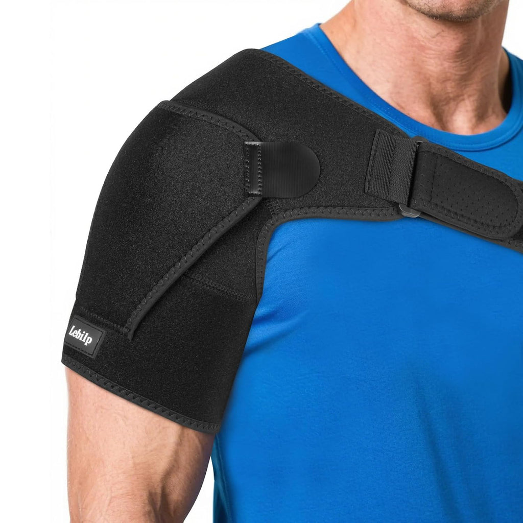 Shoulder Brace with Adjustable Compression Sleeve Rotator Cuff Support & Arm Sling, Hot/Cold Pack Compatible, Breathable Stabilizer for Pain Relief, Fits Left/Right Arm, Men & Women (Large) (Large)