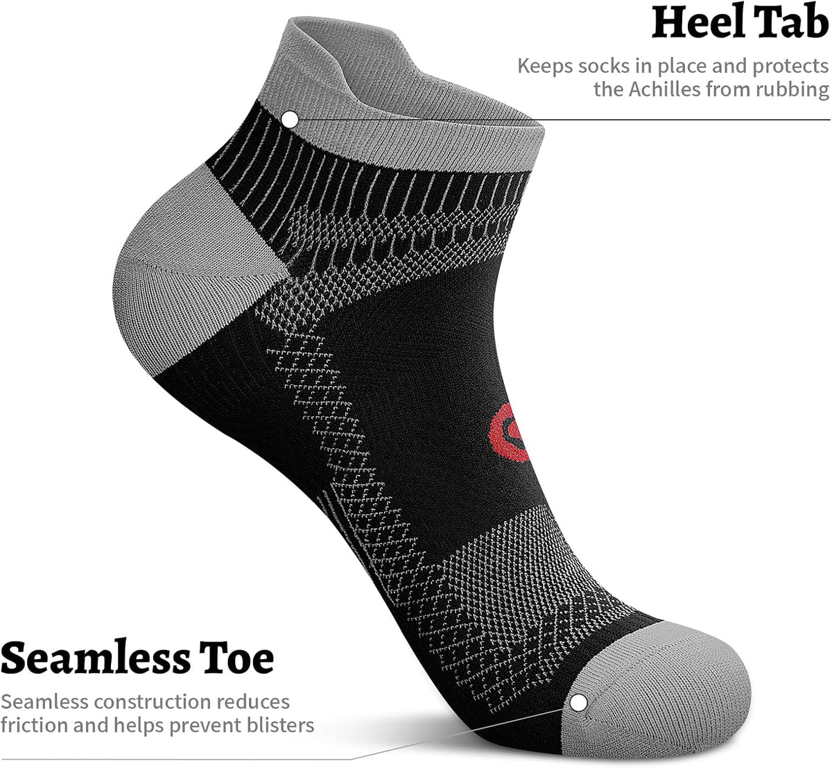 Compression Socks for Men Women Ankle Running Socks for Plantar Fasciitis | Low Cut Athletic Ankle Socks with Ankle & Arch Support for Running, Cycling, Golf, Work, Plantar Fasciitis Relief