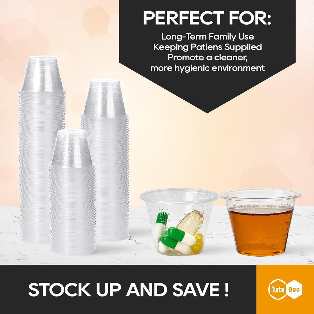 Turbo Bee 1oz Disposable Medicine Cups (30 ml), 1800 Pack, Small Clear Cups