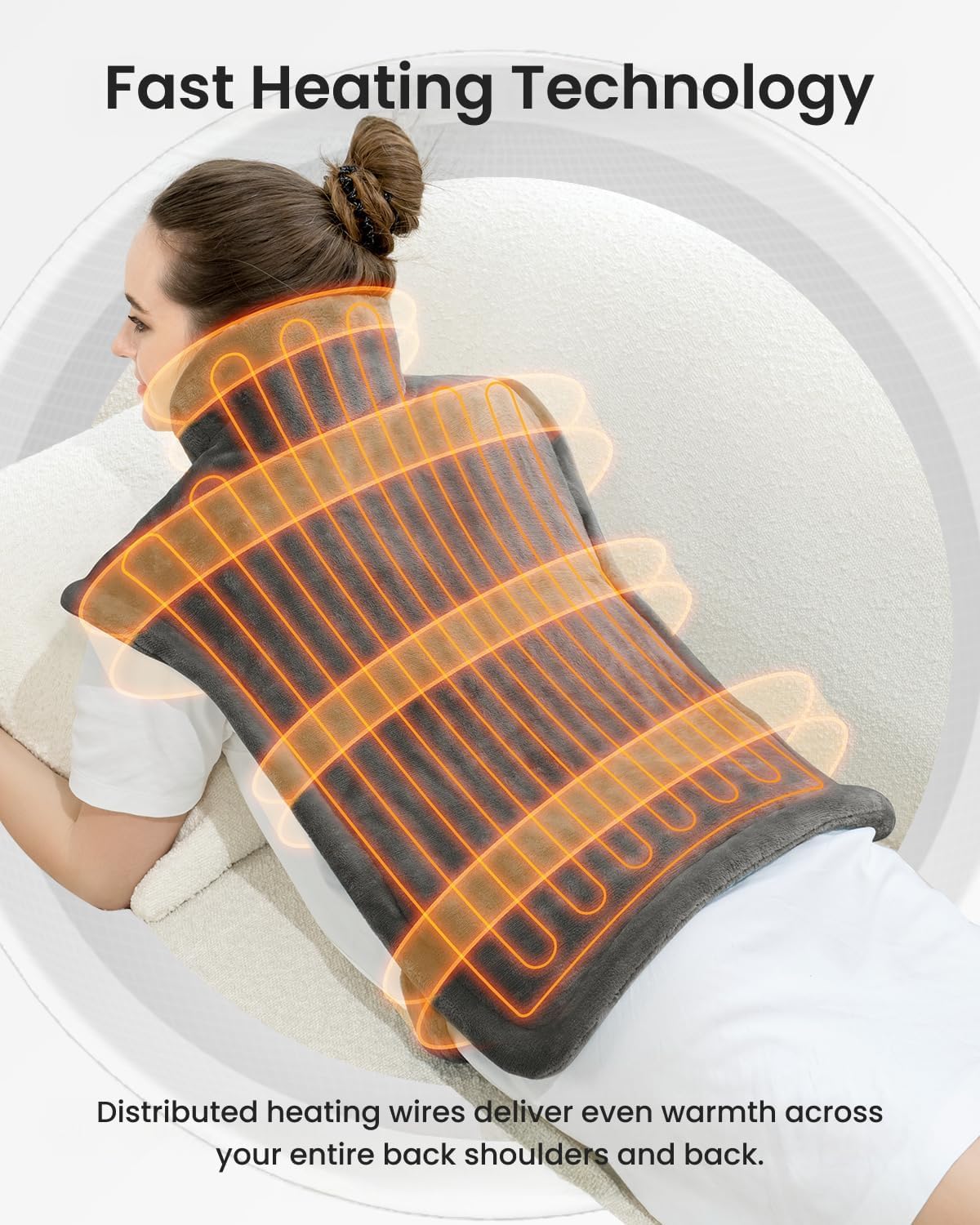 RENPHO Heating Pad for Back, Gift for Women & Men, FSA Eligible HSA | Fits for Neck & Shoulders, 6 Heat Levels, Weighted for Snug Fit, ETL Certified, Birthday Gift for Mom & Dad, 24 x 33", Gray