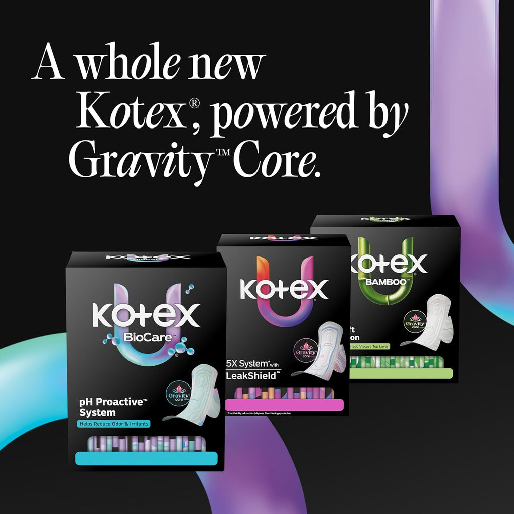 Kotex BioCare Ultra Thin Pads, Wings, Heavy, 72 Count, 3 Packs of 24
