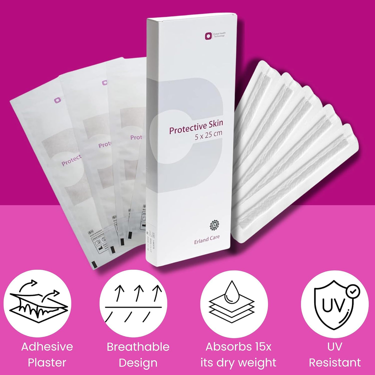 Protective Wound Care Supplies Breathable Silicone 25 cm 10 pieces