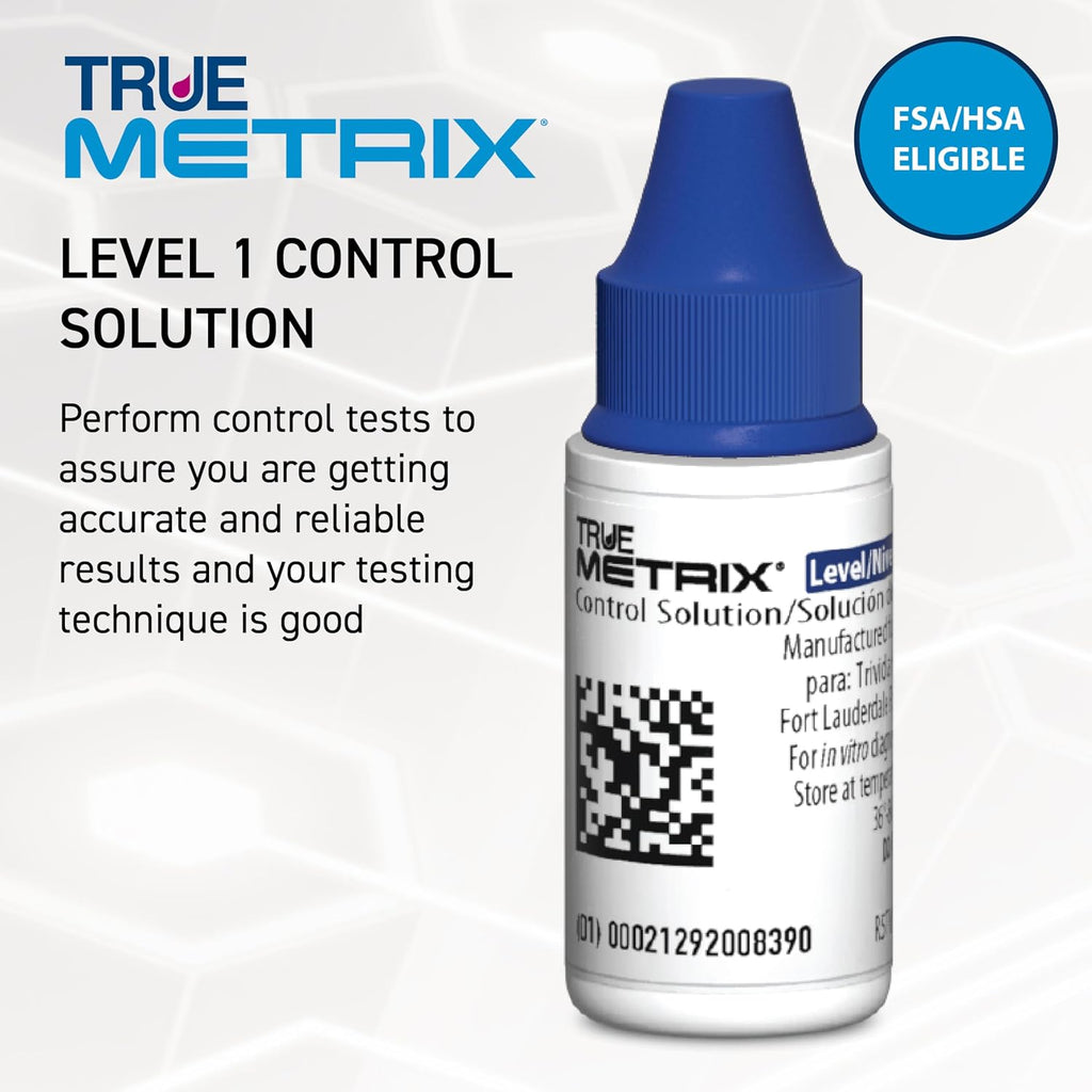 True Metrix Control Solution Level 1, 3 mL | Blood Glucose Control Solution