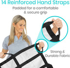 Vive Transfer Blanket with Handles 77” x 38.5” - Bed Positioning Pad, Straps - Reusable, Washable Patient Lifting Device Body Lift, Turning, Sliding Moving - Caregiver, Family Aid, Bedridden, Elderly