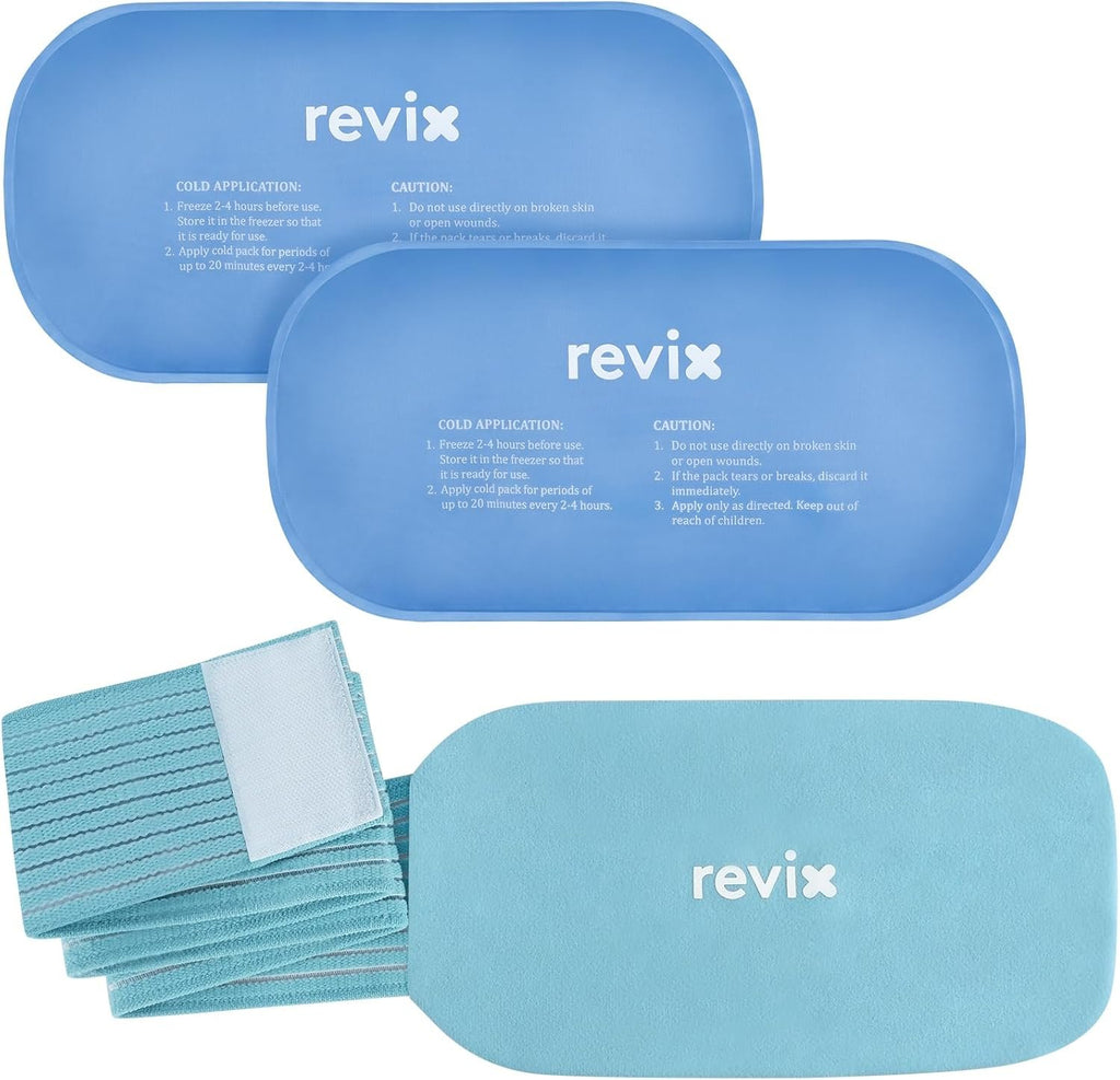 REVIX Ice Pack for Injuries Reusable, 2-Pack Hot & Cold Gel Wrap with Strap