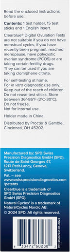 Clearblue & Natural Cycles Birth Control Ovulation Test Refill Pack, 15 Digital Ovulation Tests