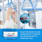 Beautifier Life All - Purpose Travel Wipes, 55 Individually Wrapped 75% Alcohol Antibacterial Hand Sanitizing Wipes with Aloe Moisturizer & Vitamin E for for On-the-Go Use, Restaurant, Home Office