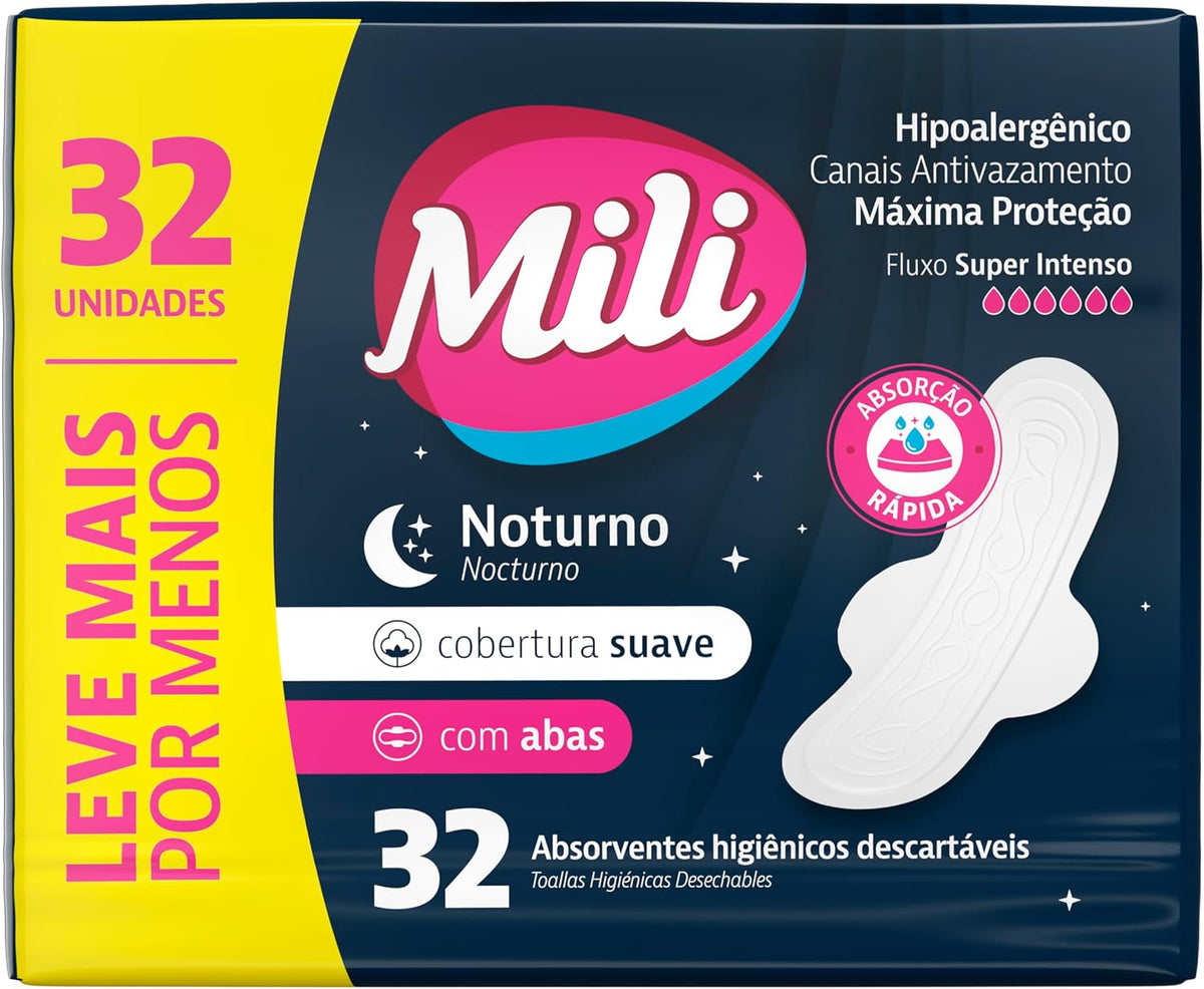 Mili Sanitary Pads With Wings Overnight 32 pieces