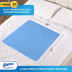 Simon's Cotton Adult Reusable Classic Bed Underpad for Elderly, Heavy Absorbency Large Size 34 X 36 Inches | Leak Proof 4 Layer Design Protects Surfaces for Incontinence Patients– Blue | Pack of 1