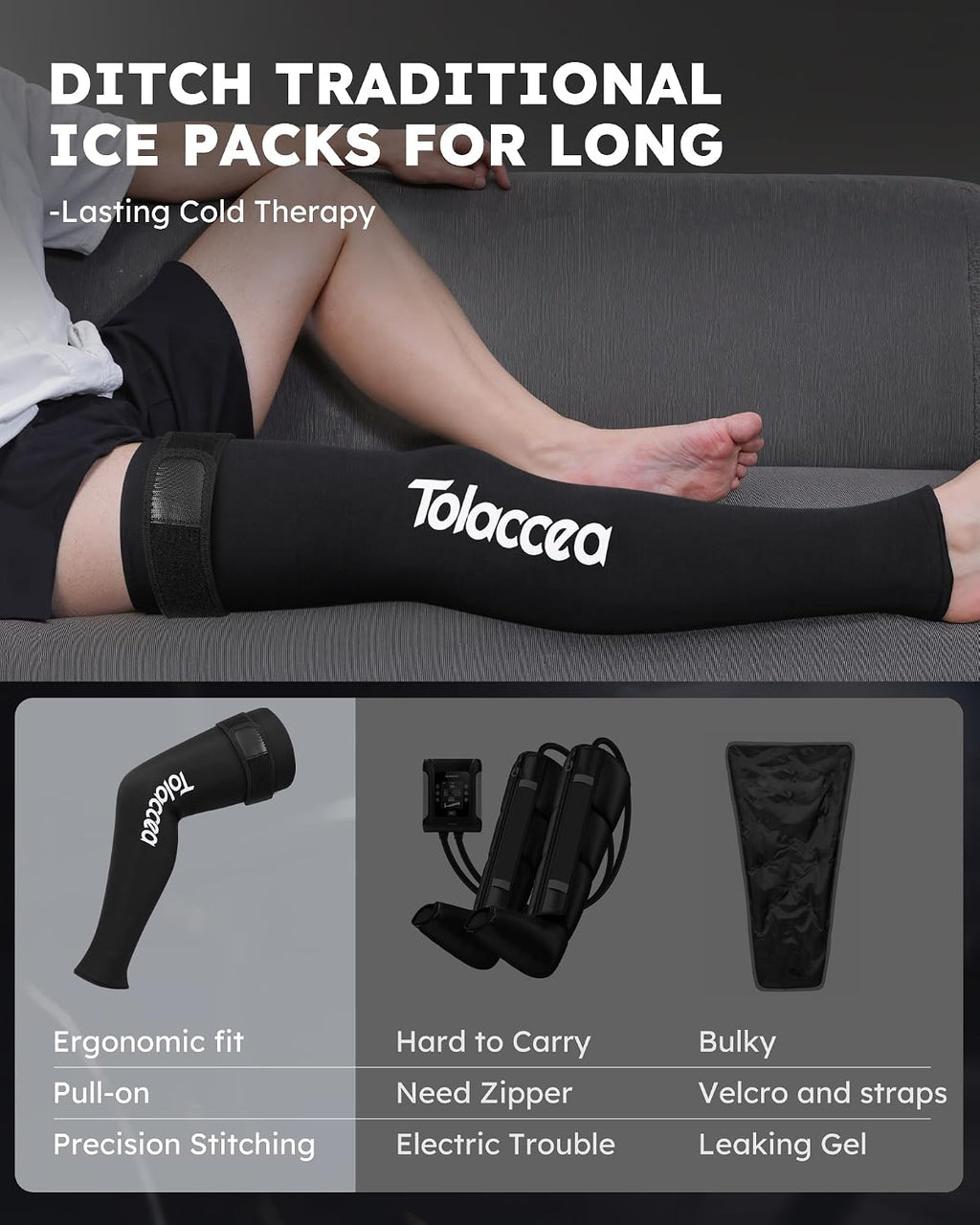 Full Leg Ice Pack Wrap, 360° Entire Leg Gel Cold Therapy Sleeve with Strap | 360° Entire Leg Coverage, Expert-Grade Gel, Stay Flexible Frozen, Leak-Proof, Hot & Cold Therapy, Leg Muscle Recovery