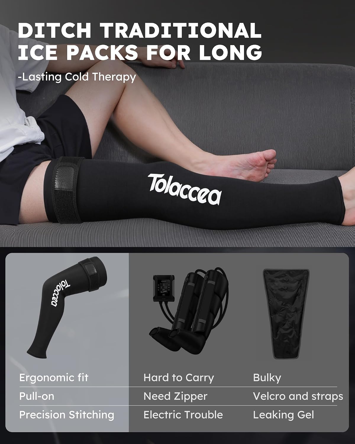 Full Leg Ice Pack Wrap, 360° Entire Leg Gel Cold Therapy Sleeve with Strap | 360° Entire Leg Coverage, Expert-Grade Gel, Stay Flexible Frozen, Leak-Proof, Hot & Cold Therapy, Leg Muscle Recovery