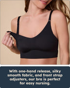 Harper Wilde Bliss Nursing Bralette - Ultra-Soft & Lightweight with Adjustable Straps - Supportive Maternity Bra - Black | Ultra-Soft, Lightweight Nursing Bra with Adjustable Straps, Wireless Comfort for Maternity, Breastfeeding