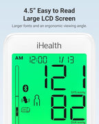 iHealth Accu Bluetooth Upper Arm Blood Pressure Monitor for Home Use | Smart BP monitor with 8.7-16.5 in BP Cuff for large arms, easy-to-read LCD, 2-user memory, Body & Cuff Detection, White