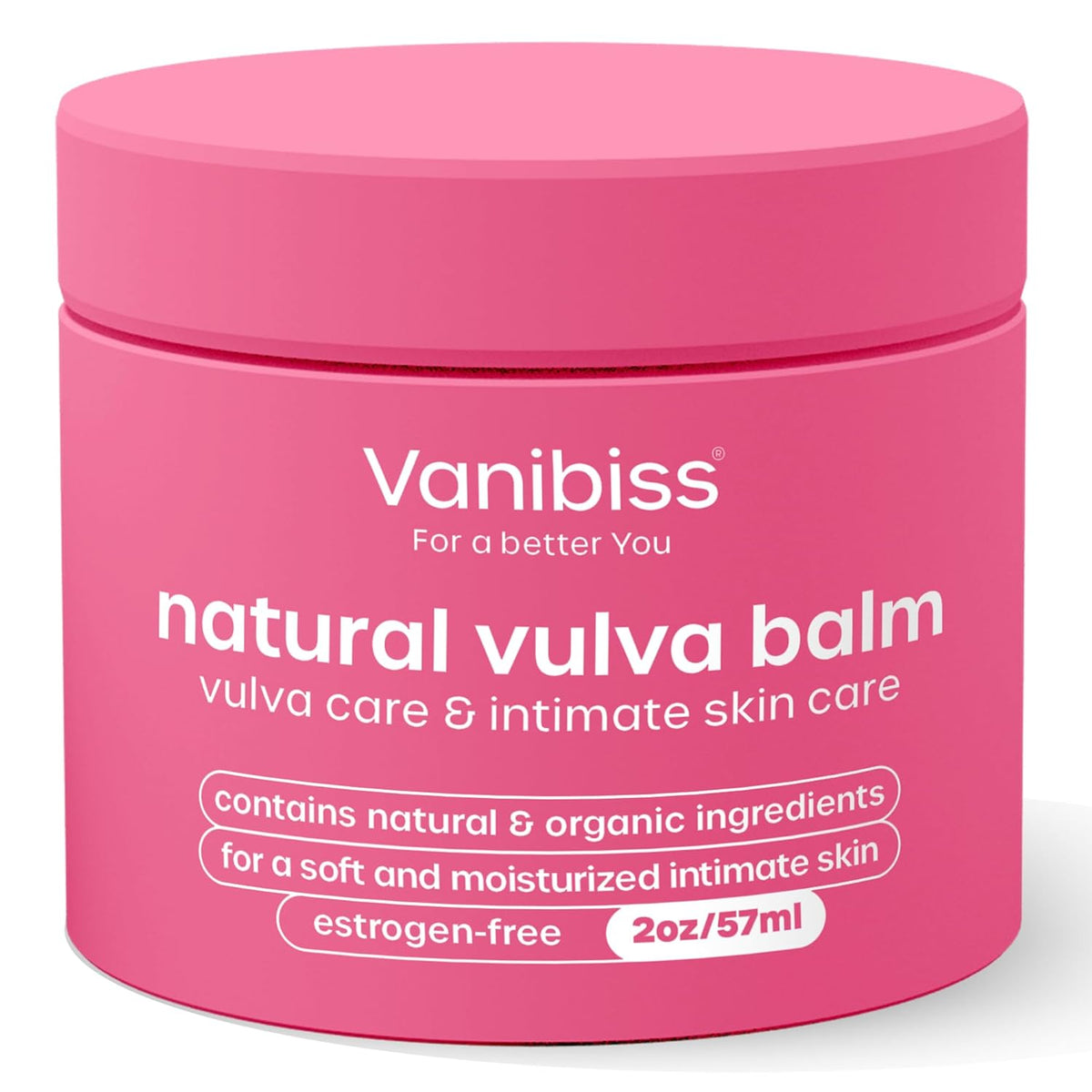 Vanibiss Natural Vulva Balm, Estrogen-Free Vaginal Moisturizer for External Use, Intimate Skin Cream for Dryness, Irritation and Itching, Daily Vulva Hydration and Menopause Comfort for Women (2 oz)