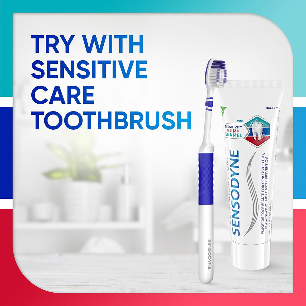 Sensodyne Sensitivity Gum and Enamel Toothpaste, 3.4 Ounces x 3 | Triple Protection, Refreshing Fluoride Toothpaste, Mint Flavor, Helps Restore Gum Health, Rehardening The Enamel