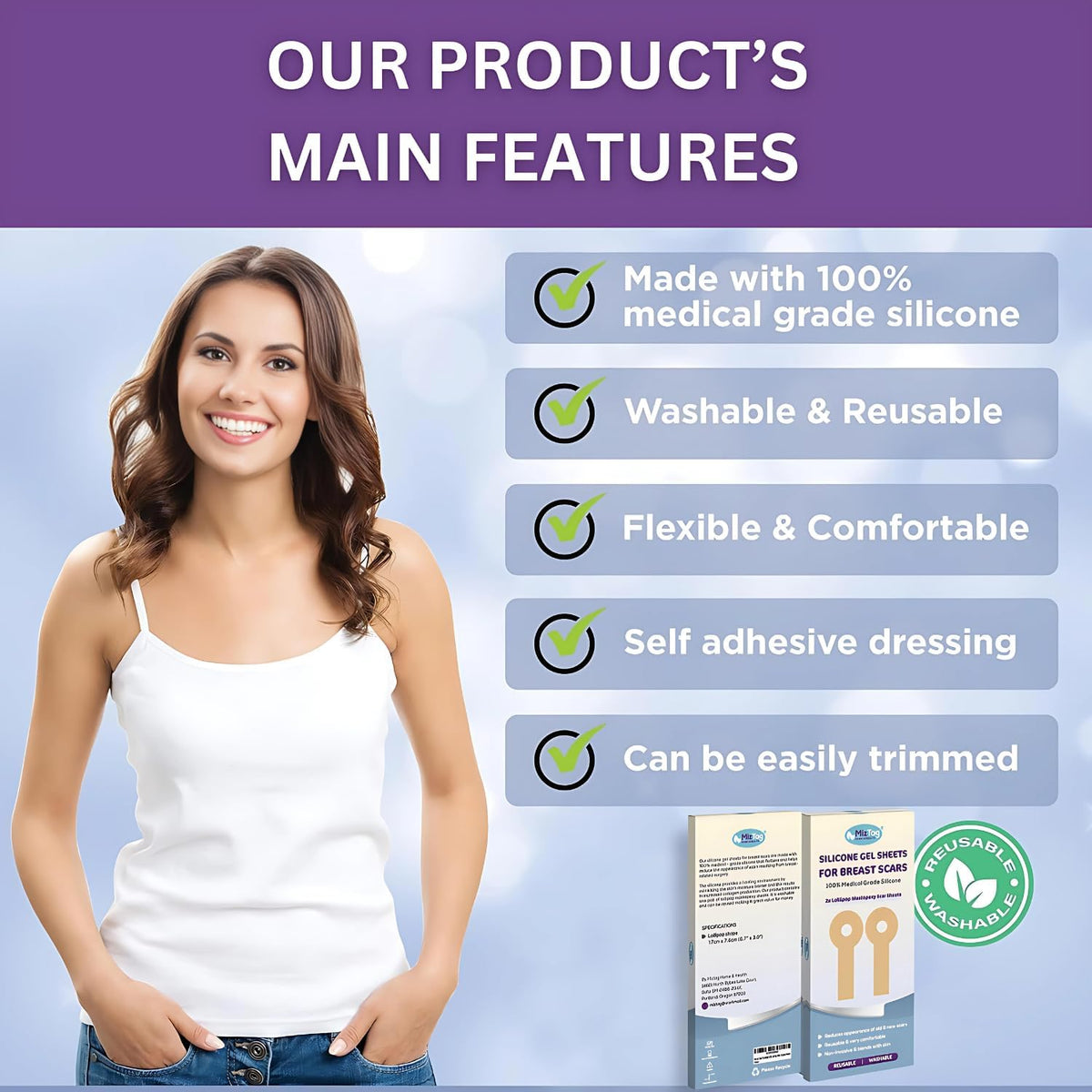 Breast reduction must haves Post Surgery scar tape - Breast Augmentation recovery supplies after surgery needs - Post Op Silicone scar sheets for surgical scars - Comfortable under Post Op Bra