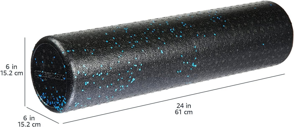 Amazon Basics High Density Foam Roller for Exercise and Recovery, 24 Inches, Blue Speckled