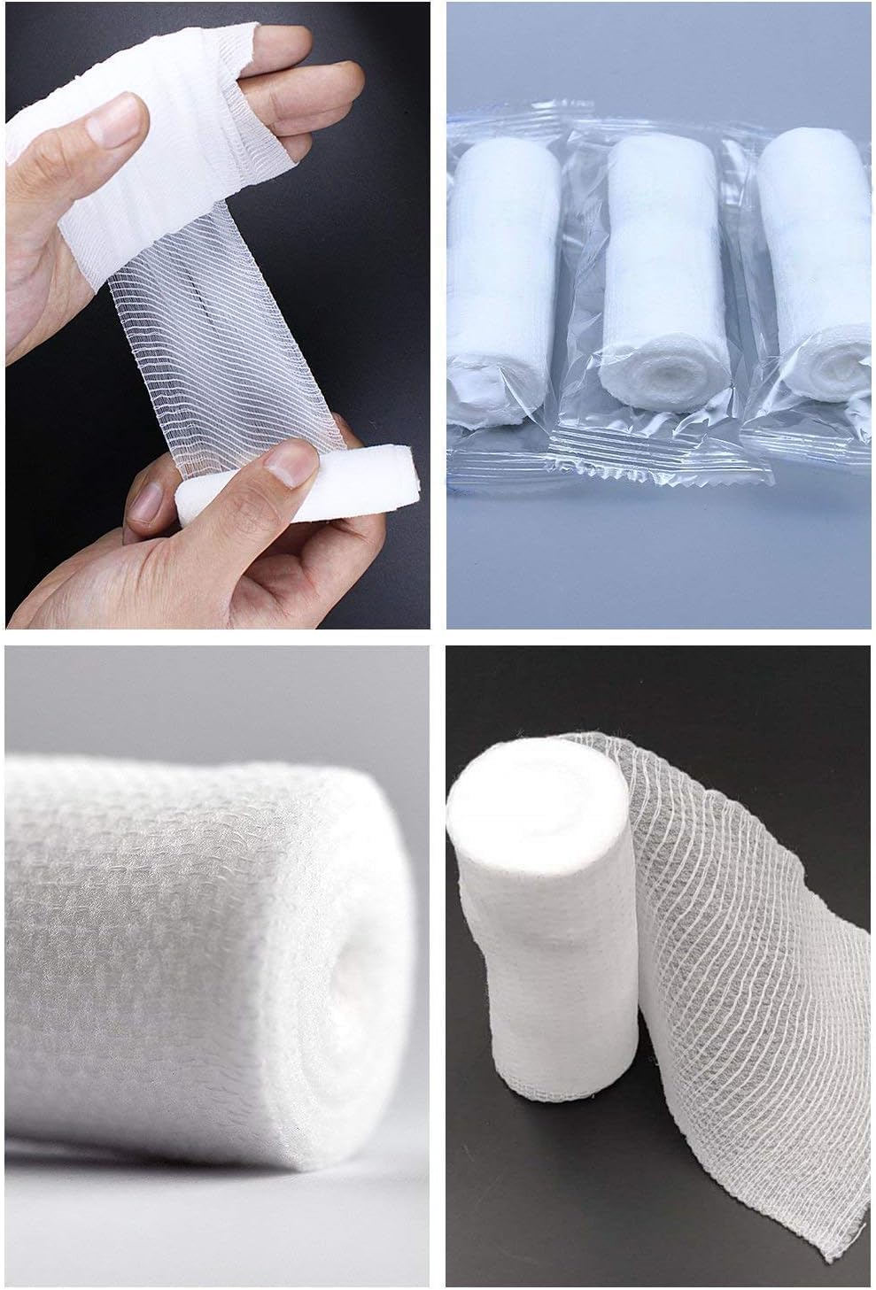 10 Roll Gauze Bandage Rolls Elastic Stretch Gauze Rolls Medical Gauze Stretch Roll Tape Self-Adherent Tape Pressure Wrap Bandage Rolls First Aid Tape Conforming Stretch Gauze Bandage Rolls,7.5cmx4.5m