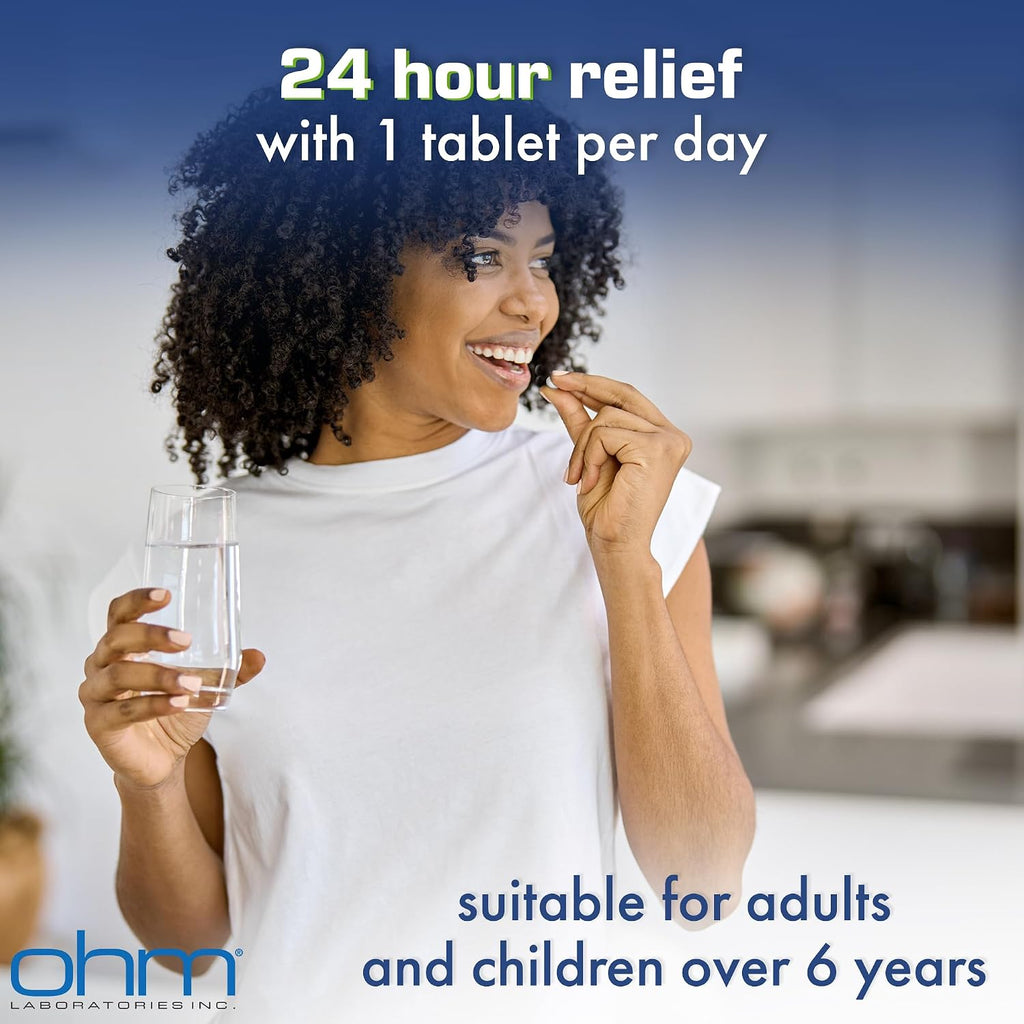 Ohm Allergy Pills - Loratadine Allergy 24 Hour Non Drowsy Relief for Seasonal Allergies, Sneezing - Loratadine 10 mg Antihistamine for Effective Non-Drowsy 24-Hour Symptom Relief - 100 Count