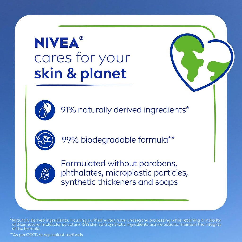 NIVEA Refreshing White Peach and Jasmine Body Wash, Multipack, 3 x 20 FL OZ | Scented Body Wash for Women with Nourishing Serum, Enriched with Provitamin B5 and Vitamin E, Paraben Free