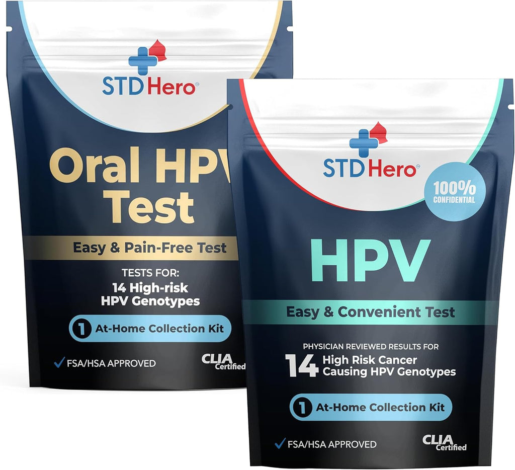 STD Hero at-Home HPV & Oral HPV Test Bundle – Easy Private Screening Kit for Men & Women, Discreet at-Home Use