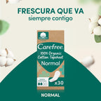 Carefree Organic Cotton Panty Liners, Hypoallergenic and Breathable, Normal, 30 Units