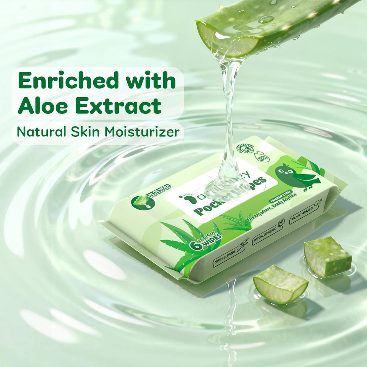 Mini Wet Wipes Travel Size with Aloe Vera, Unscented Moisturizing Pocket Wipes for Sensitive Skin, 99% Water Hypoallergenic Wipes Travel Essentials, 144 Count (24 Packs of 6)