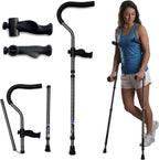 in-Motion Pro Underarm Crutches for Adults, Spring Assist, Foldable | Fits 4'8"-5'9". Foldable; spring-assist shock absorption; ergonomic grips; articulating tips; charcoal; lightweight