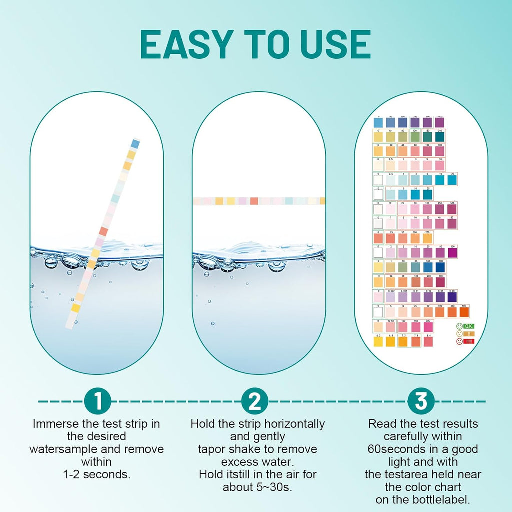 150 Pieces 16 in 1 Water Test Strips, Pool and SPAs Water Test and Drinking Water, Water Test Strips Kit with 16 Parameters, Total Hardness Analysis, pH Test, Alkalinity