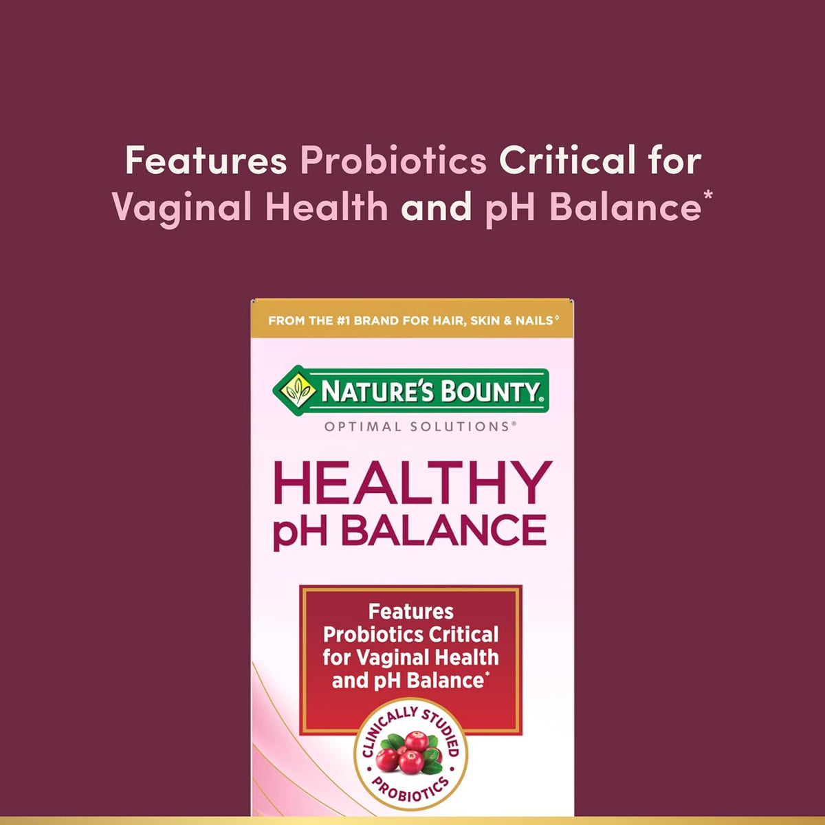 Nature's Bounty Probiotics for Women, Vaginal Probiotics for Healthy pH Balance, 2 Billion CFU, Clinically Studied Strains, Optimal Solutions pH Balance Pills, 30 Vegetarian Capsules