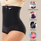 MOVWIN Postpartum Belly Wrap C Section Panties Belly Band Abdominal Compression Corset Girdle Shorts with Zipper