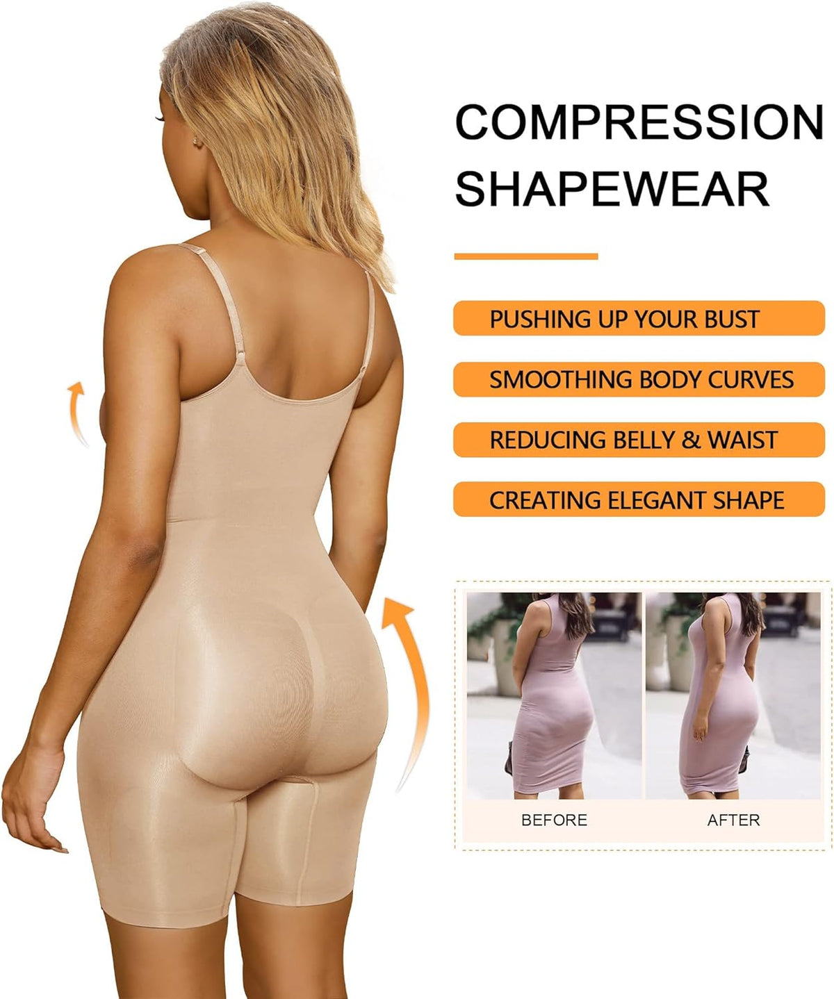 SHAPERX Bodies Moldeadores Reductora Mujer Shapewear Adelgazante Body Shaper Control de Abdomen Bodysuit Posparto