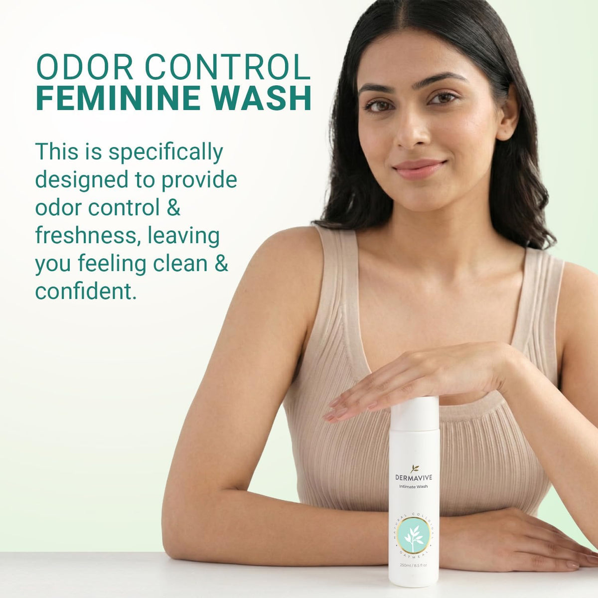 Dermavive Intimate Wash, Gentle Feminine Cleanser for Women, Soap-Free pH-Balanced Hygiene Wash, Dermatologist Tested, Odor Control, Daily Use, 250ml (8.45 fl oz)