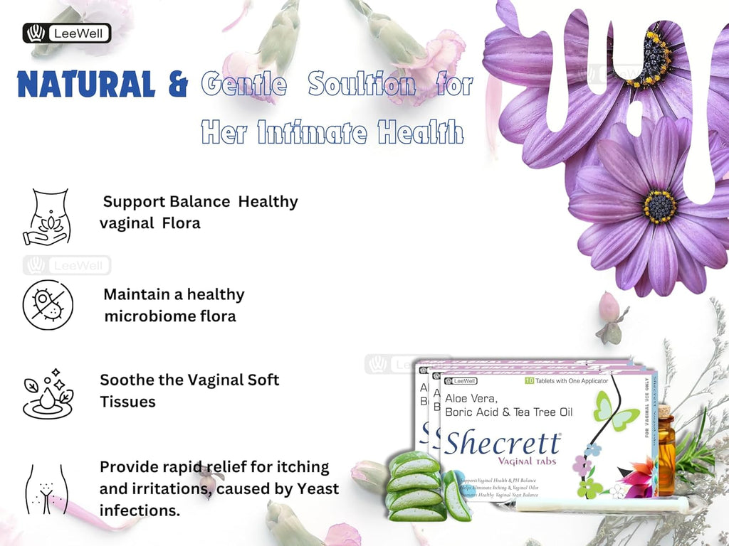 Vaginal Boric acid 600mg Suppositories for Women | Reduces Itching, Yeast infection, Burning, Odour, Balance pH | Tea Tree Oil, Aloe Vera | Natural Vaginal Probiotics | Ayurvedic White Discharge aid | Intimate Wash - 30 tablets +3 Applicators