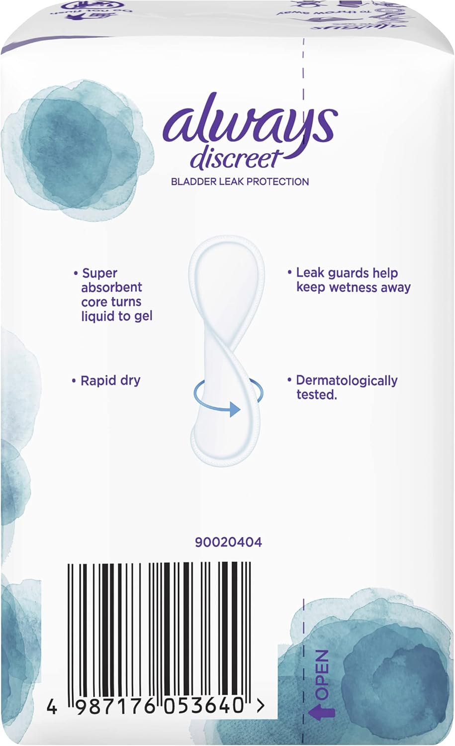Always Discreet Incontinence Pads for Sensitive Skin, 0% Dyes & Fragrances, Small, 20 Pack
