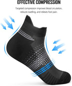 PAPLUS Ankle Compression Socks for Women, 6 Pairs Cushioned Running Socks | Athletic Socks for Women with Arch Support for Hiking, Walking, Camping, Climbing, Jogging, Traveling and Daily Wear