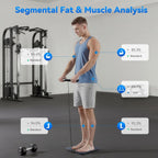 Lepulse Smart Scale for Body Weight, 8-Electrode Body Composition Scale | with BMI Body Fat Muscle Mass, Rechargeable Digital Body Scale with 20 Metrics in App, Large Color Display and Report, Black
