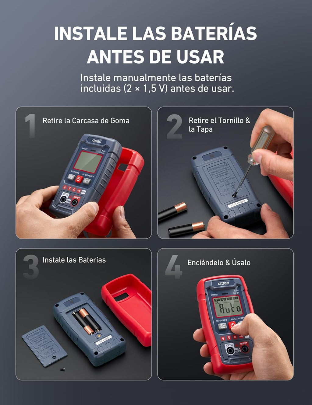 AstroAI Intelligent Digital Multimeter 4000 Counts, Digital Polymeter, Automatic Range Electric Tester with Speed and Accuracy Measurement for AC/DC Voltage, Resistance and Continuity