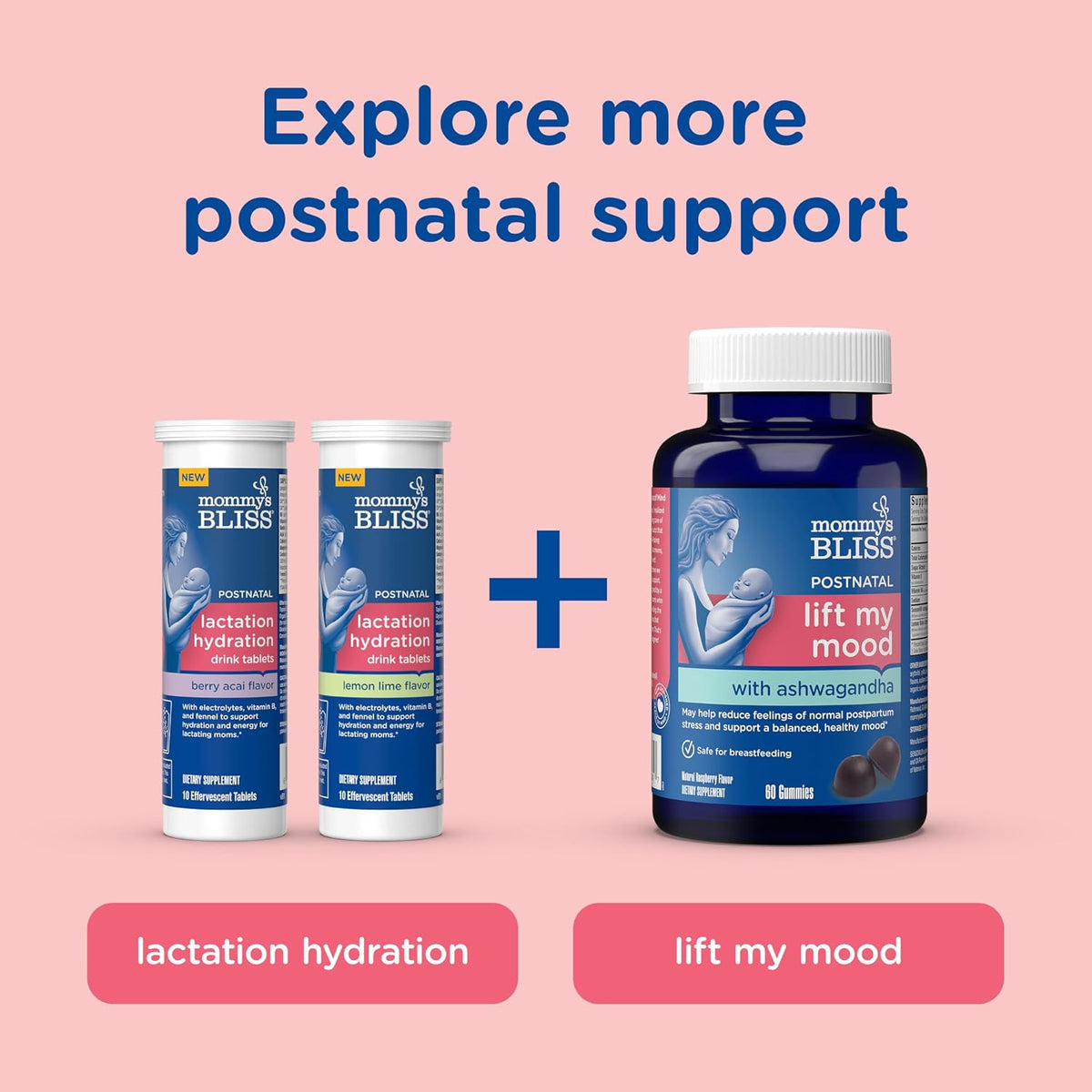 Mommy's Bliss Postnatal Support Reset My Body Gummies with Biotin & Collagen, Supports Postpartum Energy, Healing & Joint Health + Hair, Skin & Nails Health, Gluten Free, 60 Gummies (30 Servings)