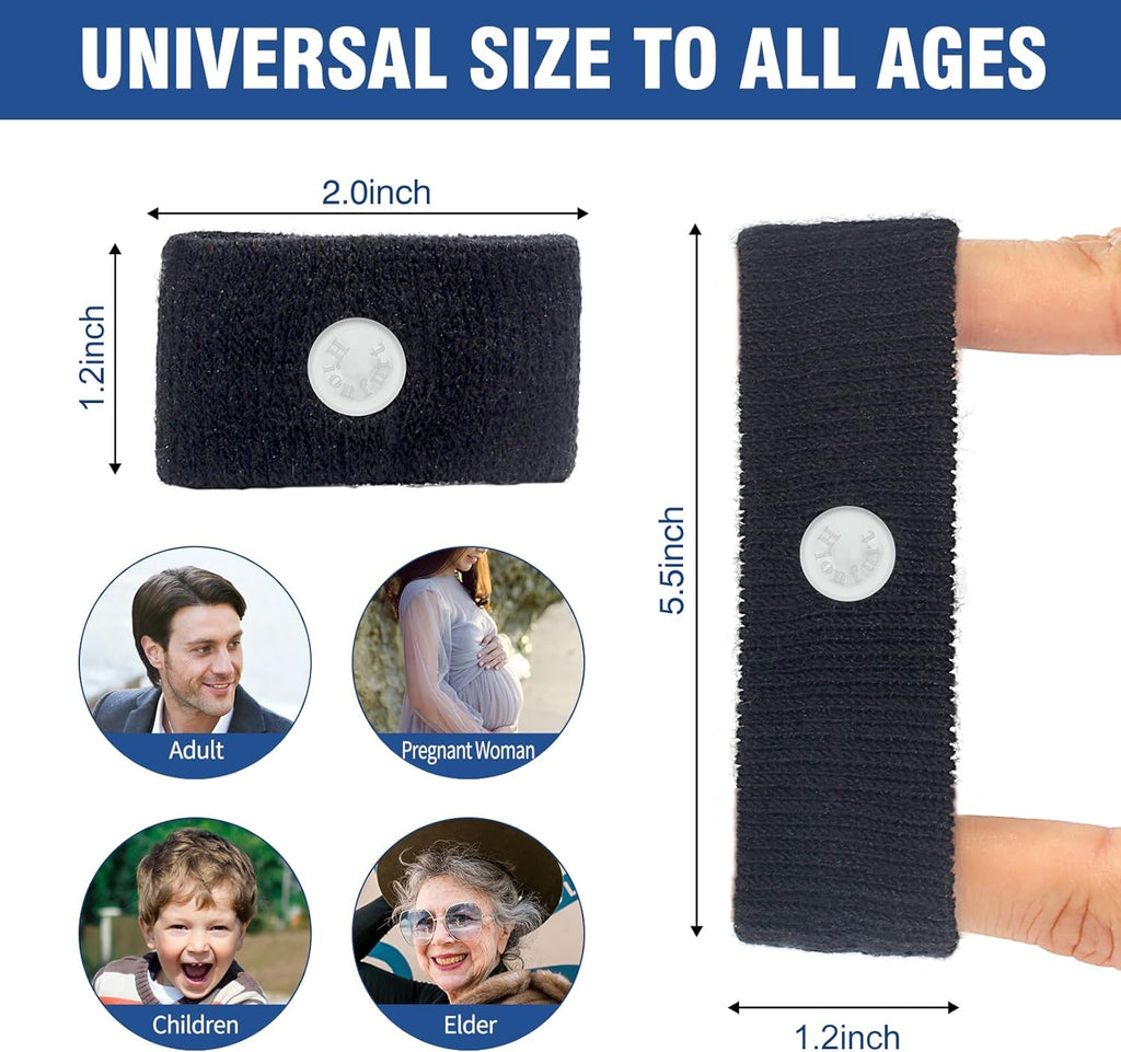 Hionfurt Motion Sickness Bands Anti Nausea Wristband for Adult and Kids Morning Sickness Relief for Pregnant Women Acupressure Nausea Relief for Car, Sea, Air Sickness - 2 Pairs Gray, Black