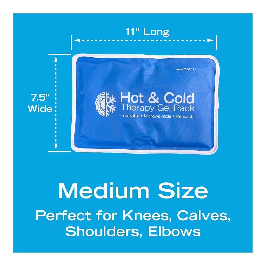 Roscoe Medical Gel Soft Flexible Ice Packs for Injuries, Reusable Freezer Hot and Cold Pack, Cold Compress & Cooling Gel Pad for Shoulder, Hip, Leg, Arm, Ankle & Foot Injury, 7.5 x 11 Inches, Medium