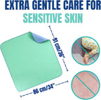 Washable Underpads 86 x 91 CM (2 Pack), JOMWEN Heavy Absorbency Reusable Incontinence Bed Pads for Adults, Kids, Elderly and Pets, Absorbent Protective Pads for Bed, Couch, Floor (Blue, 34" x 36")