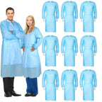 Xuhal 150 Pack Disposable Isolation Gowns PPE Gowns Disposable Bulk,Blue | Spunbonded Polypropylene, 46 in Length, Elastic Cuffs, Neck and Waist Ties, for Home Isolation, Labs, Dental, Beauty Agencies