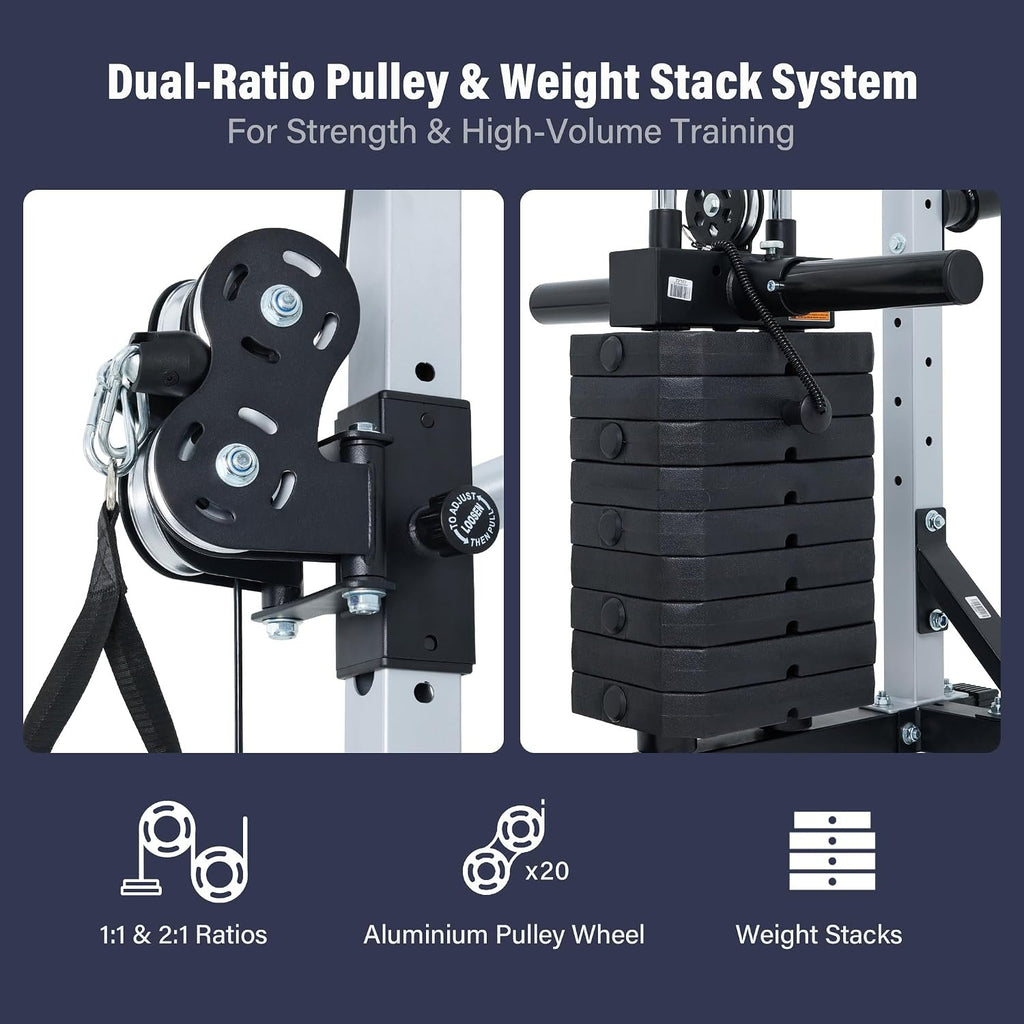 Major Fitness Drone MAX V Smith Machine with Weight Stacks, All-in-One Home Gym Squat Rack--2500LB Capacity, Dual LAT Pull-Down Systems & Cable Crossover Machine, Heavy-Duty Full-Body Workout Machine