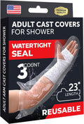100% Waterproof Cast Covers for Shower Arm - 3pk - Tight Seal - Reusable | Adult Half Arm Cast Protectors - Hand, Wrist, Elbow - After Surgery Bandage and Dressing Cast Bag for Wounds and Burns