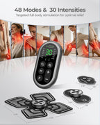 Wireless TENS Unit Muscle Stimulator, XL Pad, Model HZ9151C | 48 Modes, 2 Channel Tens Machine for Sciatica Back Shoulder Pain Relief, Portable for Office Home Travel, Gift for Men Women