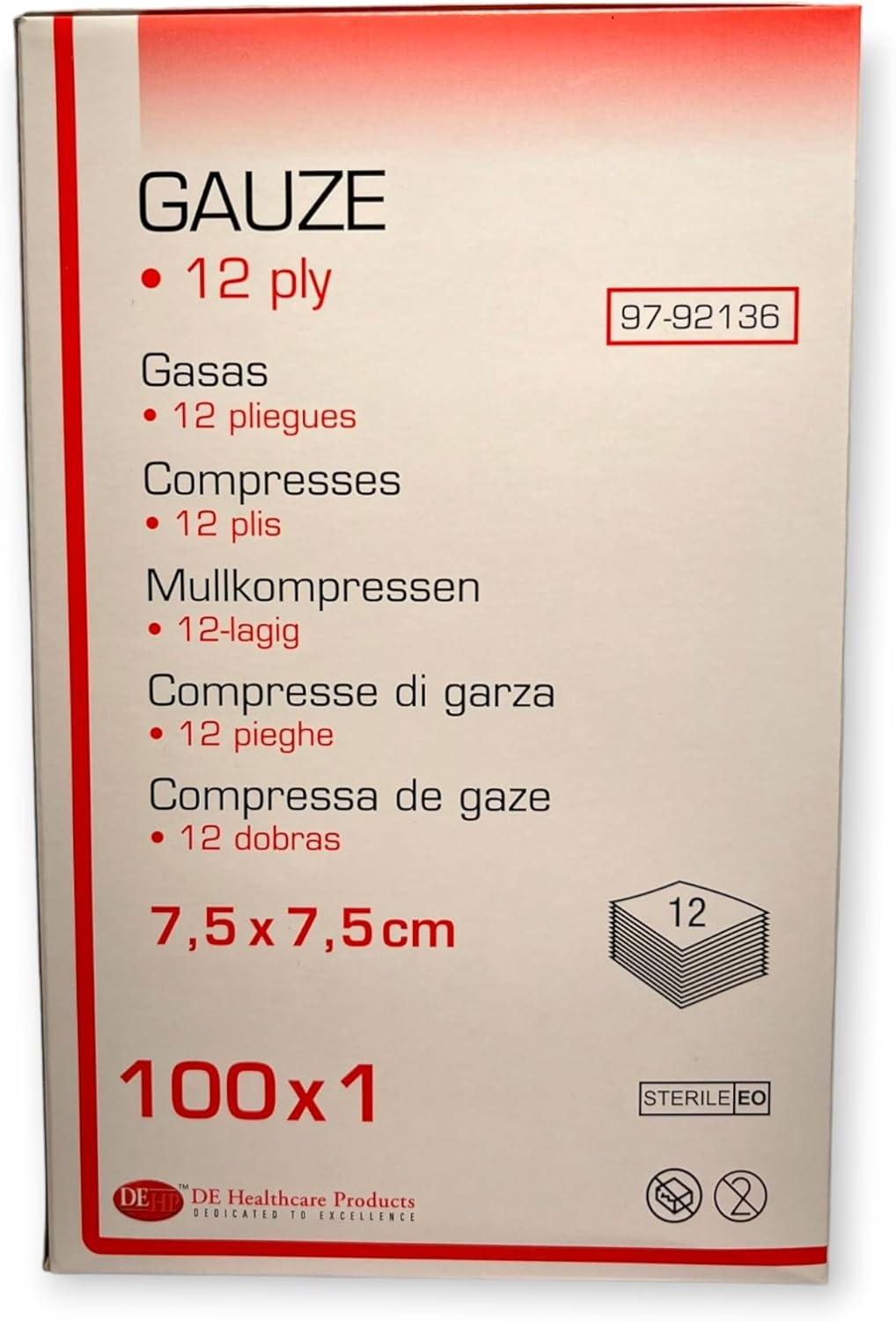 Mullkompressen Medical Gauze Sterile 100 pieces 7.5 cm