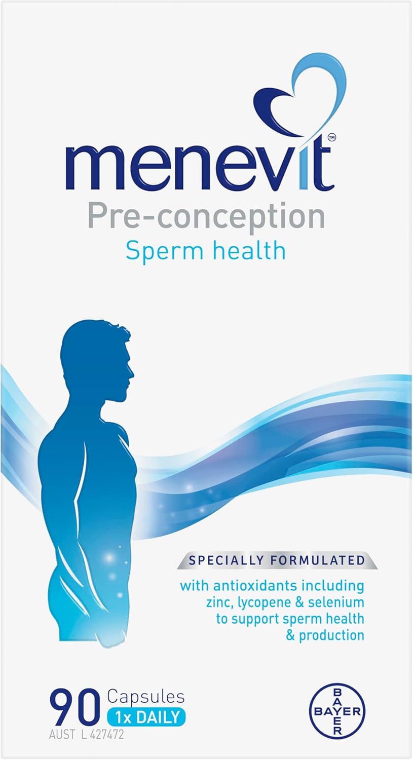 Menevit Pre-Conception Sperm Health Multivitamin with Vitamin C, Zinc, Lycopene and Selenium to Support Sperm Health, Production and Motility, 90 Count