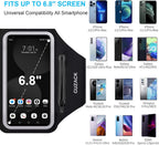 GUZACK Running Armband with Zipper Pouch, Running Phone Holder,Up to 6.9" | Card Slot, Anti-Drop Buckle, Breathable, Sports Arm Holder for iPhone Galaxy, Phone Holder for Running Gym Workouts Jogging